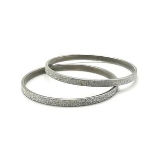 Vintage Monet Bangle Bracelets Textured Silver Tone (Pair) Designer Jewelry